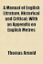 A Manual of English Litrature, Historical and Critical: With an Appendix on English Metres