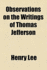 Observations on the Writings of Thomas Jefferson