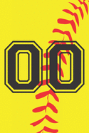 00 Journal: A Softball Jersey Number #00 Double Zero Notebook For Writing And Notes: Great Personalized Gift For All Players, Coaches, And Fans (Yellow Red Black Ball Print)