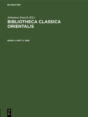 1959 - Institut F?r Griechisch-Rmische Altertumskunde Bei Der Deutschen Akademie Der Wissenschaften Zu Ber, and Irmsch, Johannes (Editor)