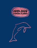 2019-2020 Academic Planner: Elegant Rose-Gold Line Art Dolphin