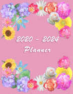 2020 - 2024 - Five Year Planner: Agenda for the next 5 Years - Monthly Schedule Organizer - Appointment, Notebook, Contact List, Important date, Month's Focus, Calendar - 60 Months - Elegant Baby Pink Pastel Color with Flower composition
