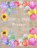 2020 - 2024 - Five Year Planner: Agenda for the next 5 Years - Monthly Schedule Organizer - Appointment, Notebook, Contact List, Important date, Month's Focus, Calendar - 60 Months - Elegant Country Cover with Jute sack effect and Flower composition