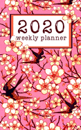 2020 weekly planner: cherry blossom and swallows one year weekly planner for 2020, 5" x 5" soft cover, 145 pages