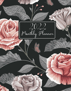 2022 Monthly Planner: Dark Vintage Floral Cover - Large Monthly Planner 8.5x11 - Calendar Book and Organizers - Appointment Notebook with Holidays Jan 2022 - Dec 2022