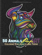 50 Animals Pop Art Coloring for Adults and Teens: Wild Animals Mandala Coloring Book 102 pages 8,5 x 11 po Anti-Stess Perfect Gift for Men, Teens, Boys