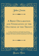 A Brief Declaration and Vindication of the Doctrine of the Trinity: As Also, of the Person and Satisfaction of Christ; Accommodated to the Capacity and Use of Such as May Be in Danger to Be Seduced, and the Establishment of the Truth (Classic Reprint)