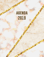 Agenda 2019: ?l?gant et Pratique Mosa?que en Marbre Beige et Rose Dor? Agenda Organiseur Pour Ton Quotidien 52 Semaines Janvier ? D?cembre 2019