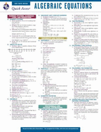 Algebra Equations-Rea's Quick Access Reference Chart - The Staff Of Rea