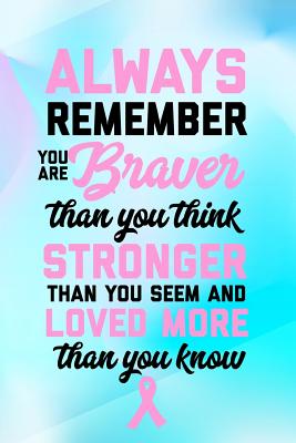 Always Remember You Are Braver Than You Think: Breast Cancer Journal: 6x9 Inch, 120 Pages, Blank Lined Notebook for Women to Write in - & Journals, Amy's Notebooks