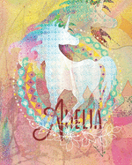 Amelia: Colorful Rainbow Unicorn - 100 Pages 8X10 Girl's Composition Wide Ruled Notebook