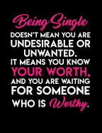 Being Single Doesn't Mean You Are Undesirable: Funny Quotes and Pun Themed College Ruled Composition Notebook