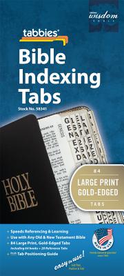 Bible Tab: Clear Tab W/Gold Strip & Bold Black Lettering in 24 Point Print - Tabbies