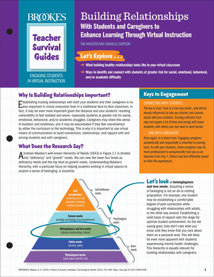 Building Relationships with Students and Caregivers to Enhance Learning Through Virtual Instruction - Knoster, Timothy, and Empson, Danielle