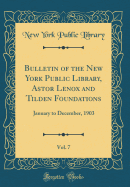 Bulletin of the New York Public Library, Astor Lenox and Tilden Foundations, Vol. 7: January to December, 1903 (Classic Reprint)