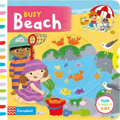 Busy Beach: A Push, Pull, Slide Book - Books, Campbell