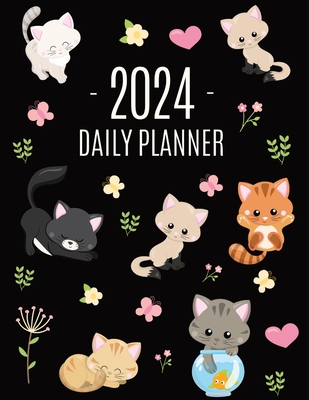 Cats Daily Planner 2024: Make 2024 a Meowy Year! Cute Kitten Year Organizer: January-December (12 Months) - Press, Happy Oak Tree