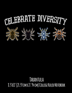 Celebrate Diversity Tarantula 8.5"x11" (21.59 cm x 27.94 cm) College Ruled Notebook: Awesome Gift For Anyone Who Loves Spiders Collects Arachnids And Loves Tarantulas