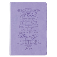 Christian Art Gifts Classic Journal I Know the Plans Jeremiah 29:11 Bible Verse, Inspirational Scripture Notebook, Ribbon Marker, Purple Faux Leather Flexcover, 336 Ruled Pages