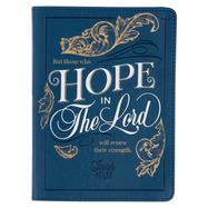 Christian Art Gifts Ocean Blue Vegan Leather Small Journal Inspirational Scripture Women's Notebook Hope in the Lord Bible Verse Isaiah 40:31, 240 Ruled Pages, Ribbon 5.7 X 7