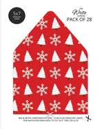 Christmas Pattern Envelope Liners Euro Flap 5x7 with Red & White Design: For Invitation Envelopes for Holidays, Birthdays, Weddings (28 Pack)