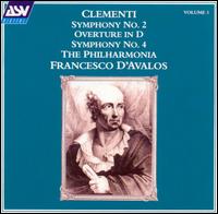 Clementi: Symphony No. 2 in; Overture in D - Philharmonia Orchestra; Francesco d'Avalos (conductor)