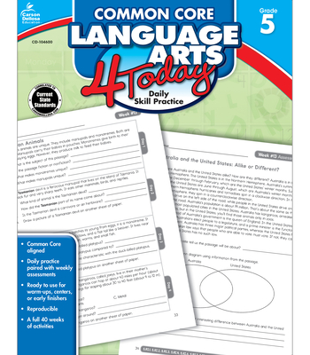 Common Core Language Arts 4 Today, Grade 5 - Carson-Dellosa Publishing (Compiled by)