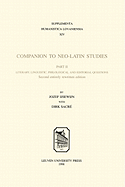 Companion to Neo-Latin Studies: History and Diffusion of Neo-Latin Literature