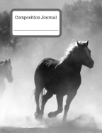 Composition Journal - Black and White Horse: For Students - 100 College Ruled Pages -