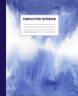 Composition Notebook: Blue Watercolor Ombre Cover Wide Ruled