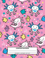 Composition Notebook: Cute Axolotl Underwater Pattern. Blank Lined.