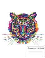 Composition Notebook: Rainbow Tiger on White, 8.5x11, College Ruled