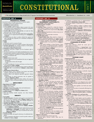 Constitutional Law: A Quickstudy Laminated Reference Guide - Duhart, Olympia, Jd, and Klawikofsky, John, Jd, and Seidel, Dayle Green, Jd