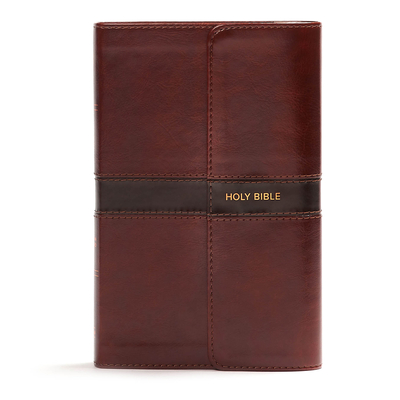 CSB Personal Size Bible, Saddle Brown Leathertouch with Magnetic Flap - Csb Bibles by Holman