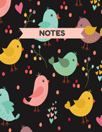 Cute Notes with colorful bird pattern: A 8.5x11 Inch Notebook with 100 college ruled pages for students and artists