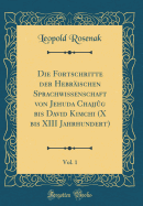 Die Fortschritte Der Hebrischen Sprachwissenschaft Von Jehuda Chajjg Bis David Kimchi (X Bis XIII Jahrhundert), Vol. 1 (Classic Reprint)