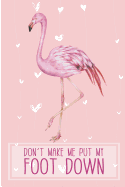 Don't Make Me Put My Foot Down: Flamingo Bird Blank Lined Note Book