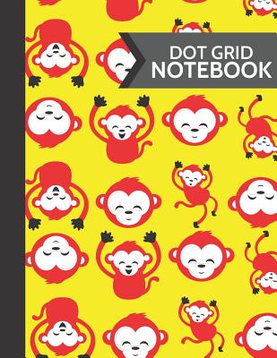 Dot Grid Notebook: Cute Bright Red & Yellow Monkey, Ape Softcover Paperback Dot Grid Journal // Notebook for Kids to Write and Draw in - Fresh Notebooks, Lilly