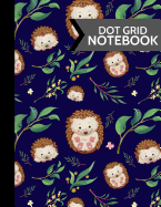 Dot Grid Notebook: Cute Floral and Hedgehogs Softcover Paperback Dot Grid Journal