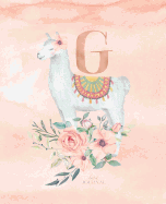 Dotted Journal: Dotted Grid Bullet Notebook Journal Llama Alpaca Rose Gold Monogram Letter G with Pink Flowers (7.5 X 9.25) for Women Teens Girls and Kids