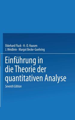 Einf?hrung in die Theorie der quantitativen Analyse - Fluck, Ekkehard