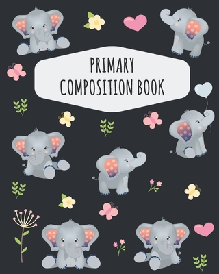 Elephant Primary Composition Book: Draw Top Lines Bottom: With Picture Space - Cute Elephant Primary Composition Notebook K-2 - Kindergarten Elementary School - Large Draw & Write Ruled Jungle Elephant Story Journal with Drawing Space for Grades K-2 & K-3 - Notebooks, Shy Panda