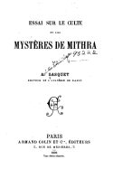 Essai sur le Culte et les Mystres de Mithra