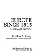 Europe Since Eighteen Fifteen: Alternate Edition