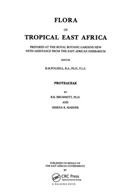 Flora of Tropical East Africa - Proteaceae (1993) - Brummitt, R K, and Marner, Serena K