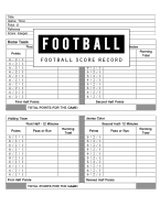 Football Score Record: Football Game Record Keeper Book, Football Scoresheet, Football Score Card, Handwriting Journal Paper, Indoor Outdoors Books Sports, Size 8.5 X 11 Inch, 100 Pages
