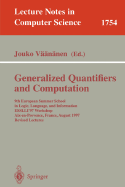 Generalized Quantifiers and Computation: 9th European Summer School in Logic, Language, and Information, Esslli'97 Workshop, AIX-En-Provence, France, August 11-22, 1997. Revised Lectures