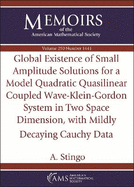 Global Existence of Small Amplitude Solutions for a Model Quadratic Quasilinear Coupled Wave-Klein-Gordon System in Two Space Dimension, with Mildly Decaying Cauchy Data