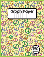 Graph Paper: 1/4 Inch Blank White Square Graph Paper, 8.5 x 11, 150 pages, Flower Peace Signs