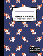 Graph Paper Composition Notebook: Beautiful 8.5 x 11 inch Quad Ruled 4 x 4 square grid journal four squares per inch graphing paper, (Notebooks for Math and Science School and College students) - Cute Cat Pattern Notebook (Office & School Essential)
